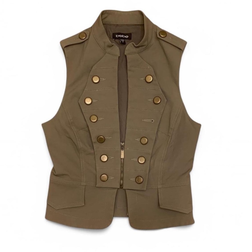 Vintage Y2K Bebe Military Style Vest Crop Top